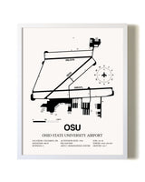 Ohio State University Airport airport map poster in oak frame