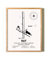 Rutland / Southern Vermont Regional Airport framed print in natural wood frame