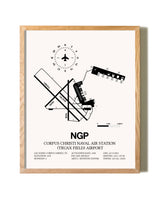 Corpus Christi Naval Air Station (Truax Field) Airport framed print in natural wood frame