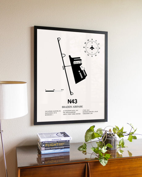 Braden Airpark aviation wall décor in black wood frame