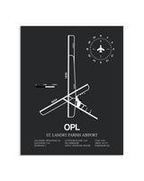 Gray Framed St. Landry Parish Airport layout wall art poster