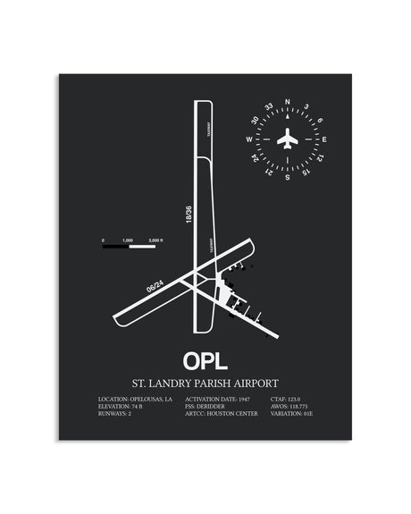 Gray Framed St. Landry Parish Airport layout wall art poster