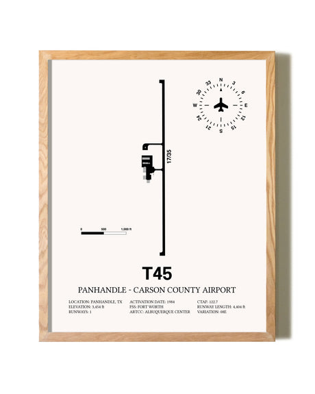 Panhandle-Carson County Airport framed print in natural wood frame