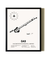 Framed Elizabethton Municipal Airport wall art poster in black frame
