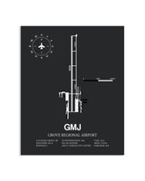 Gray Framed Grove Regional Airport layout wall art poster