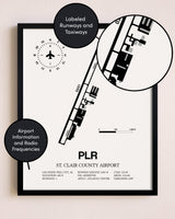 Framed St. Clair County Airport layout wall art poster