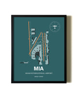 Green Miami International Airport aviation wall décor in black wood frame