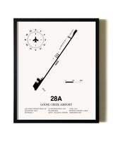 Framed Goose Creek Airport wall art poster in black frame