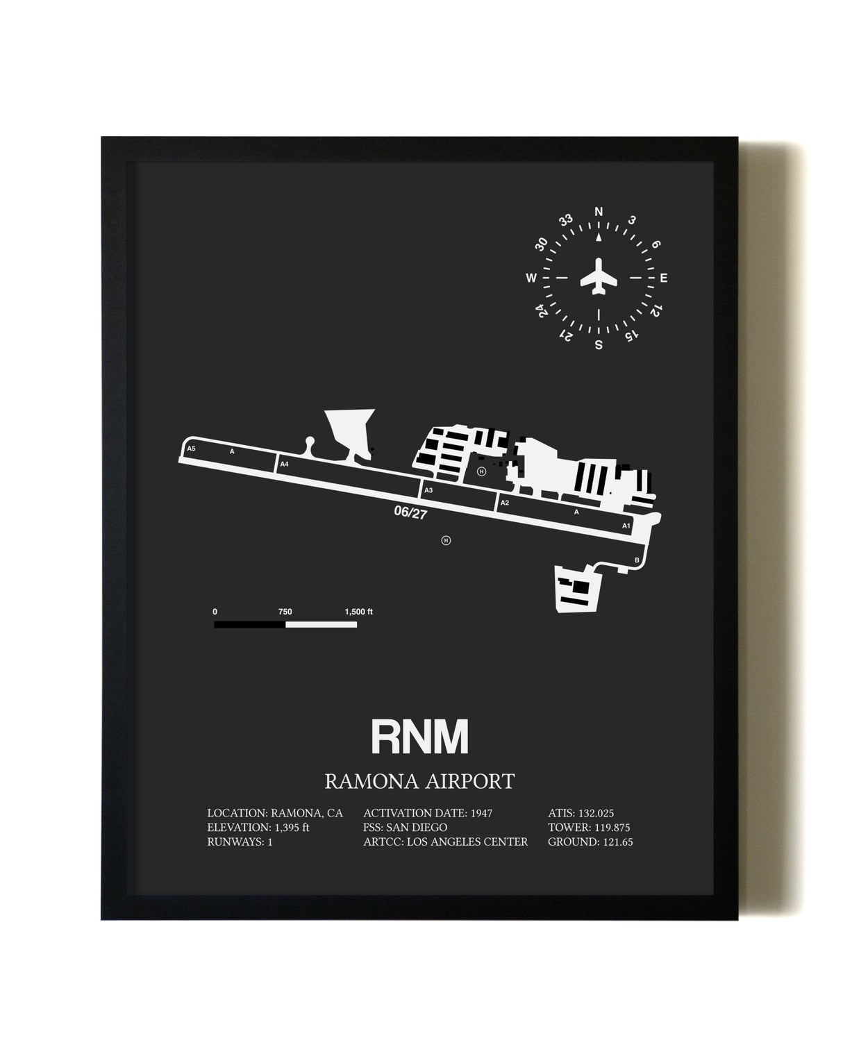 Unframed Ramona Airport map print poster