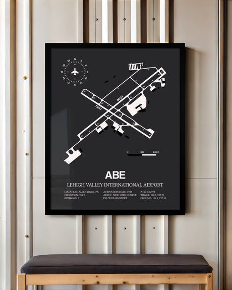 Frame color options for Lehigh Valley International Airport Wall Art