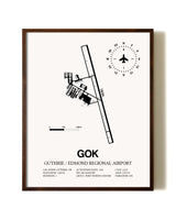 Guthrie / Edmond Regional Airport aviation print in walnut frame
