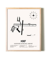 Hartford Municipal Airport framed wall art in white frame