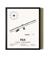 Framed Fleming-Mason Airport wall art poster in black frame