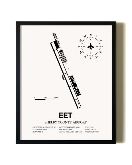 Framed Shelby County Airport wall art poster in black frame