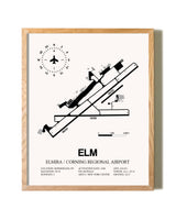 Elmira / Corning Regional Airport framed print in natural wood frame