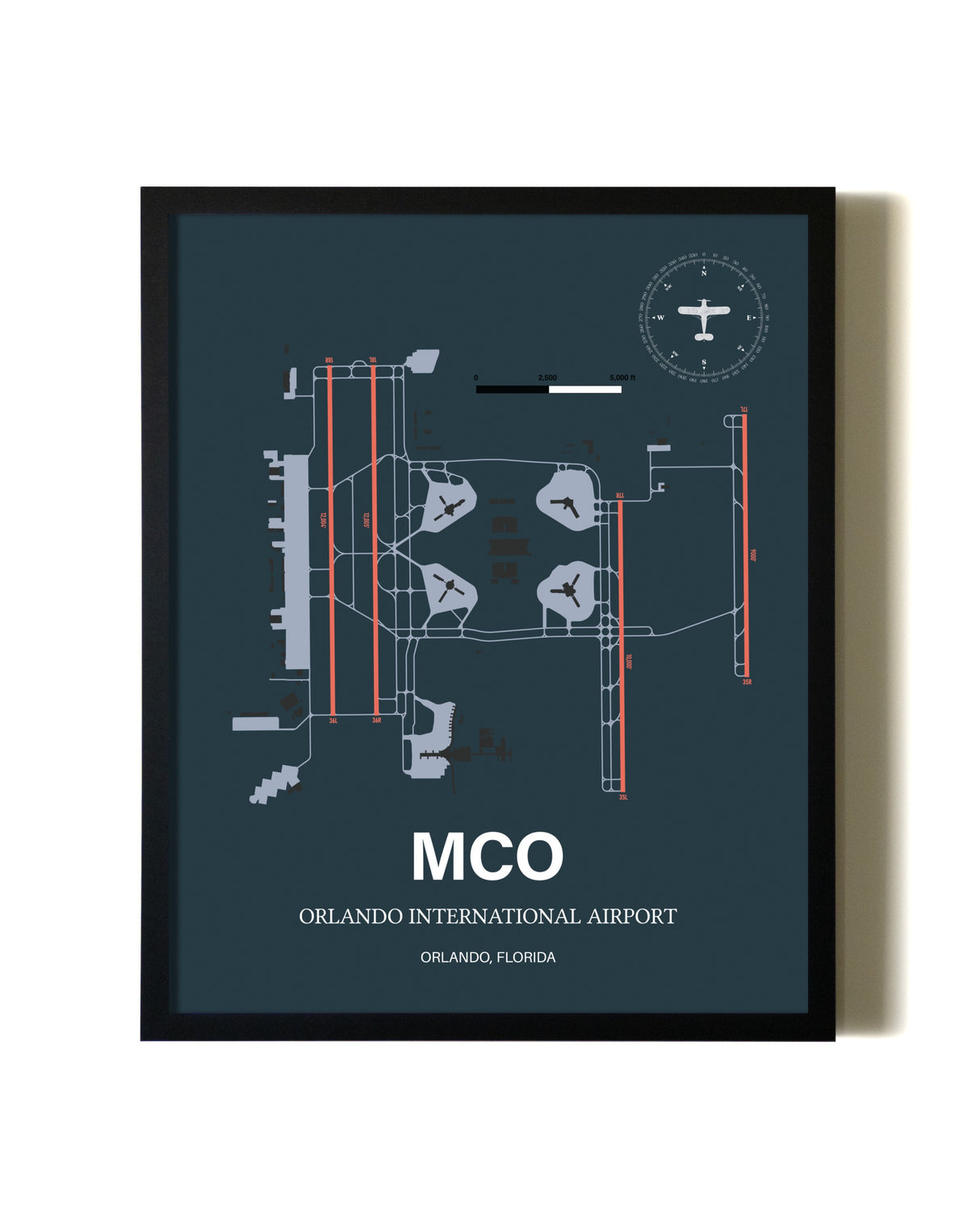 Slate Framed Orlando International Airport wall art poster in black frame