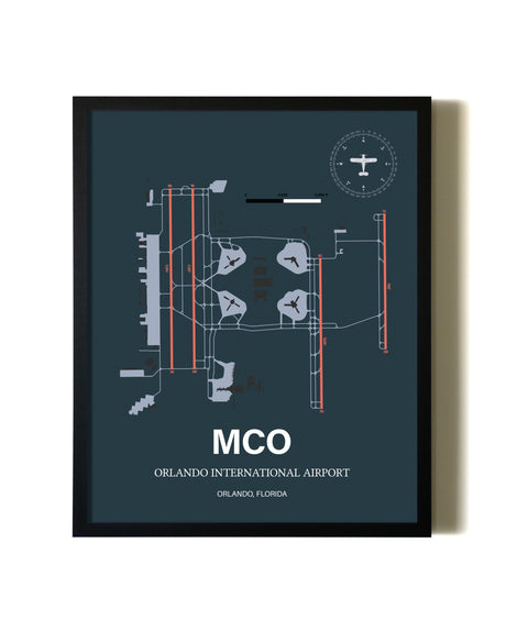 Slate Framed Orlando International Airport wall art poster in black frame