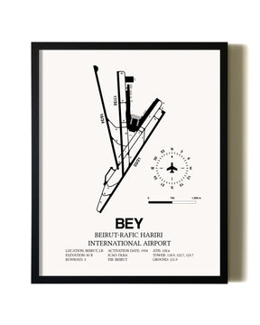 Framed Beirut-Rafic Hariri International Airport wall art poster in black frame
