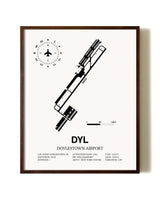 Doylestown Airport aviation print in walnut frame