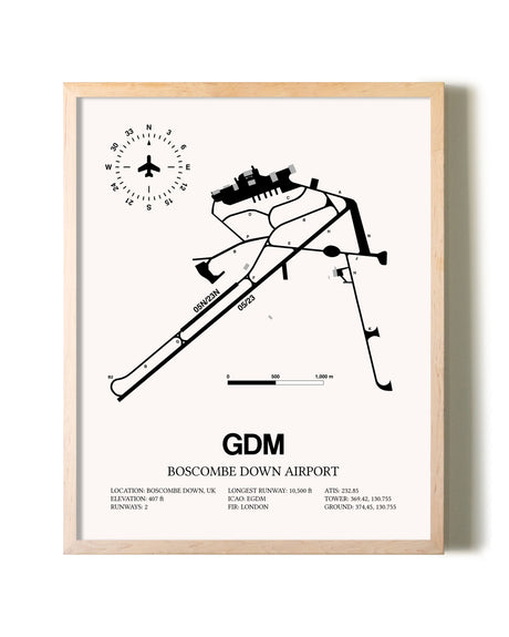 Boscombe Down Airport framed wall art in white frame