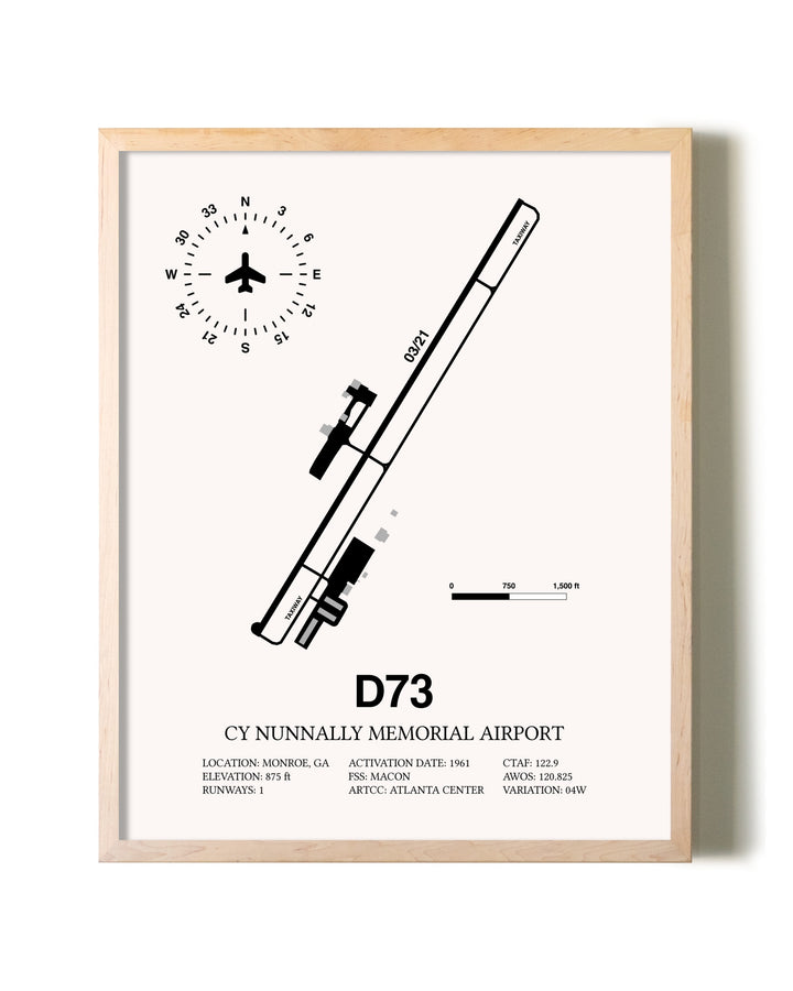 Cy Nunnally Memorial Airport framed wall art in white frame