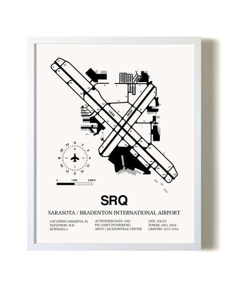 Sarasota / Bradenton International Airport airport map poster in oak frame