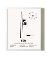 Lockhart Municipal Airport airport map poster in oak frame