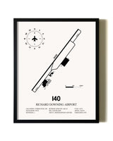 Framed Richard Downing Airport wall art poster in black frame