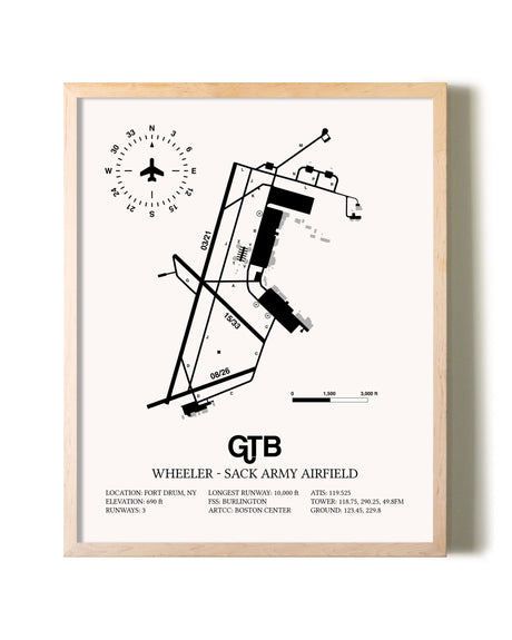 Wheeler-Sack Army Airfield framed wall art in white frame