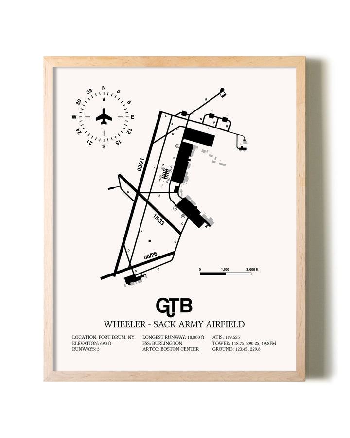 Wheeler-Sack Army Airfield framed wall art in white frame