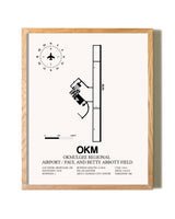 Okmulgee Regional Airport / Paul And Betty Abbott Field framed print in natural wood frame