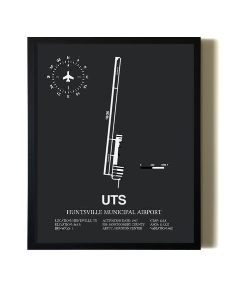 Unframed Huntsville Municipal Airport map print poster