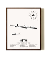 Piney Creek Airport aviation print in walnut frame