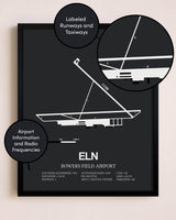 Bowers Field Airport poster size comparison chart