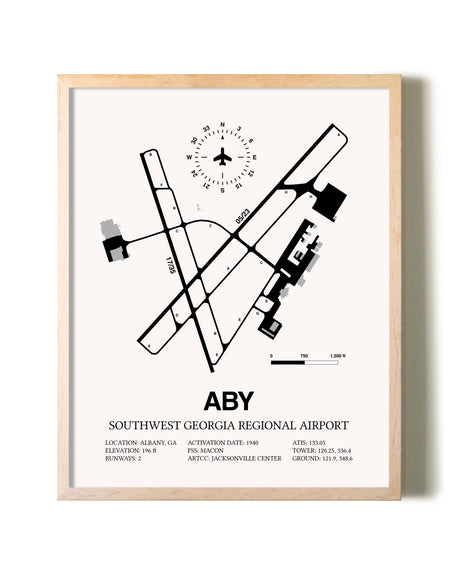 Southwest Georgia Regional Airport framed wall art in white frame