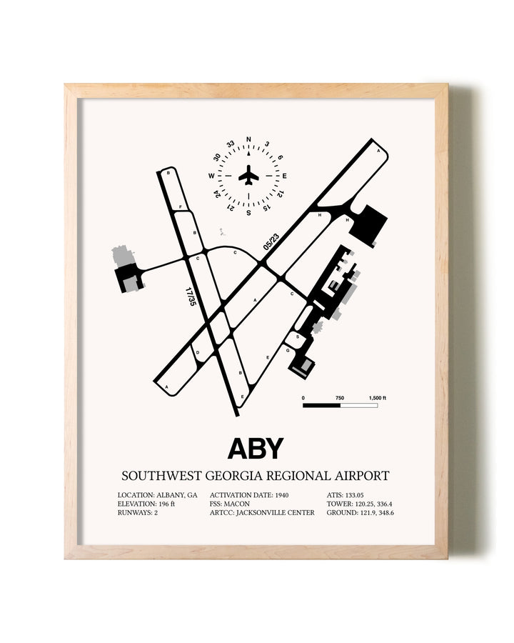 Southwest Georgia Regional Airport framed wall art in white frame
