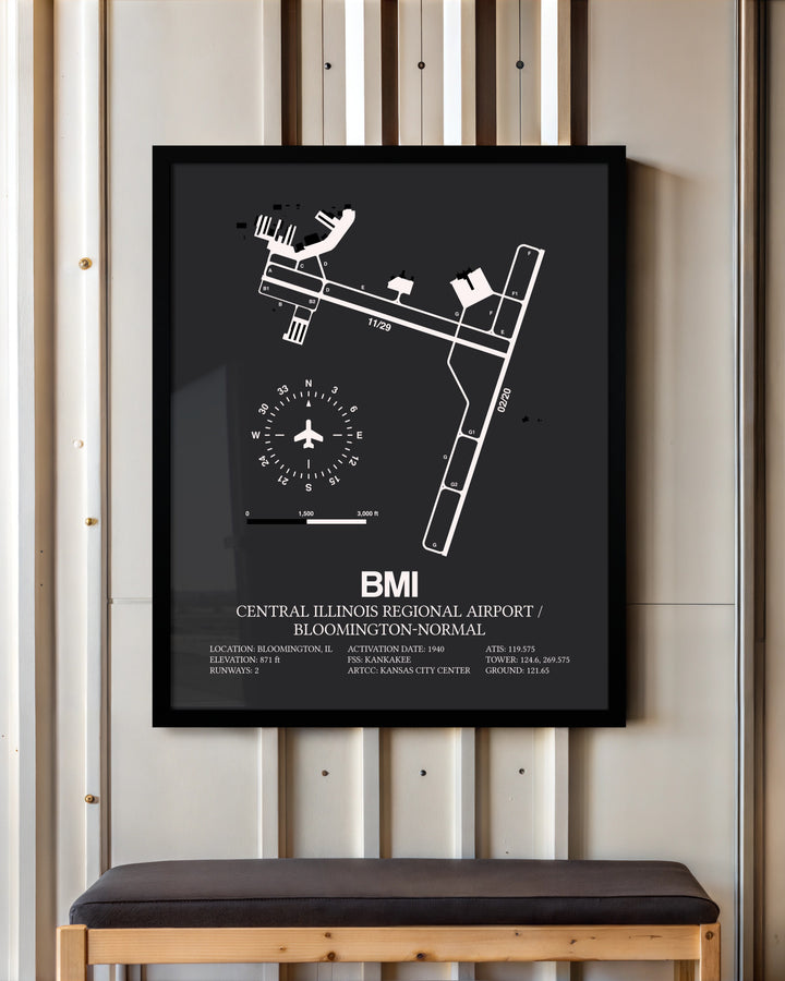 Frame color options for Central Illinois Regional Airport / Bloomington-Normal Wall Art
