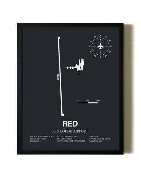 Unframed Red Lodge Airport map print poster