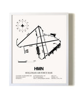 Holloman Air Force Base airport map poster in oak frame