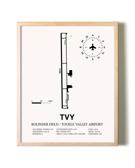 Bolinder Field / Tooele Valley Airport framed wall art in white frame