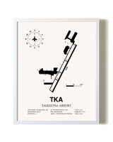 Talkeetna Airport airport map poster in oak frame