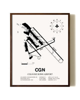 Cologne Bonn Airport aviation print in walnut frame
