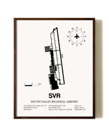 South Valley Regional Airport aviation print in walnut frame