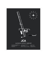 Gray Framed Jackson County Airport layout wall art poster
