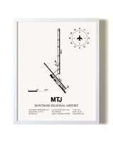 Montrose Regional Airport airport map poster in oak frame