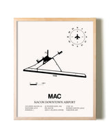 Macon Downtown Airport framed wall art in white frame