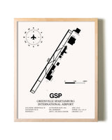 Greenville Spartanburg International Airport framed wall art in white frame
