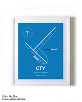 Cross City Airport framed wall art in white frame with mat