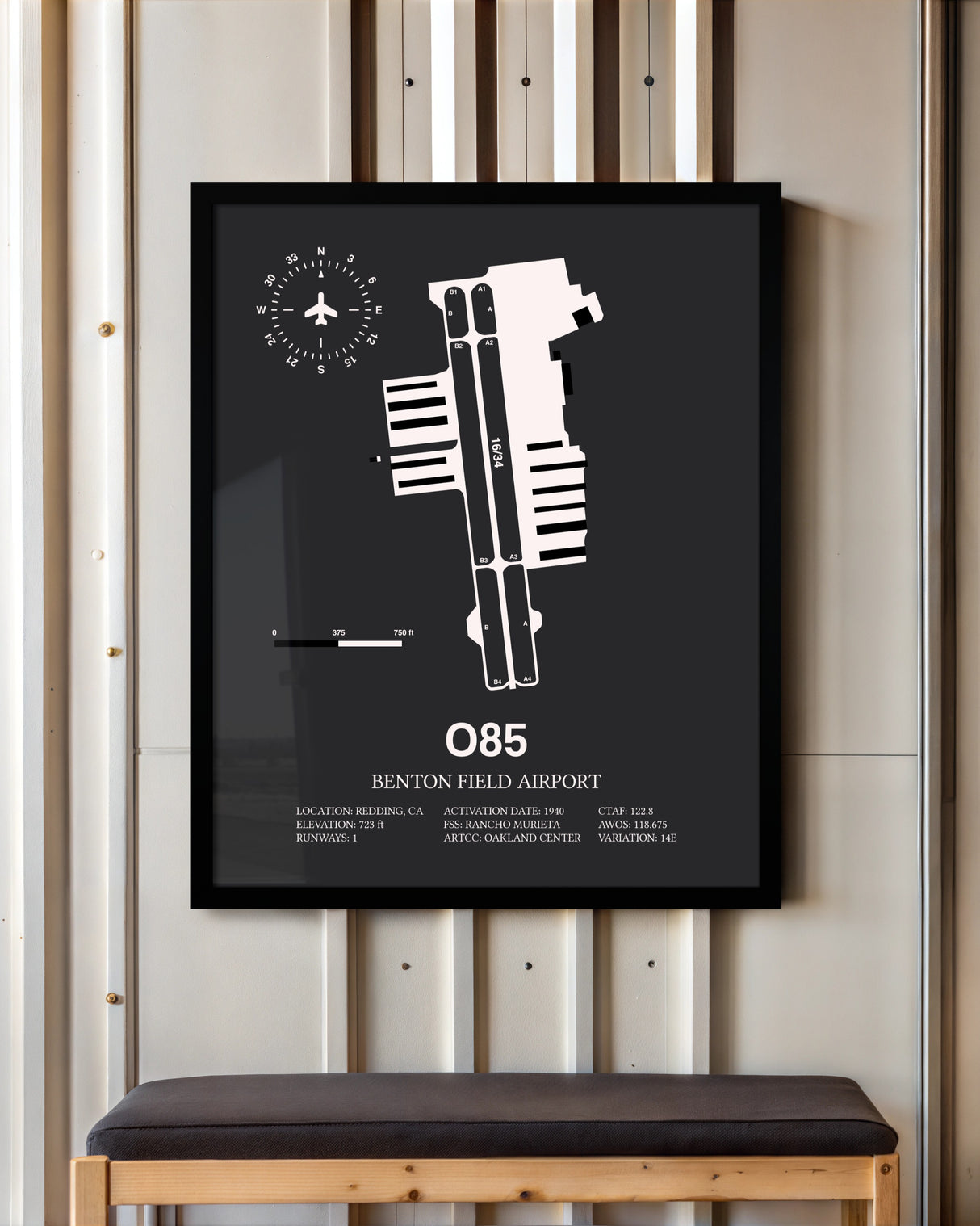 Frame color options for Benton Field Airport Wall Art