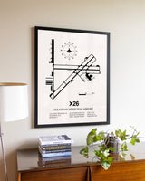 Sebastian Municipal Airport aviation wall décor in black wood frame